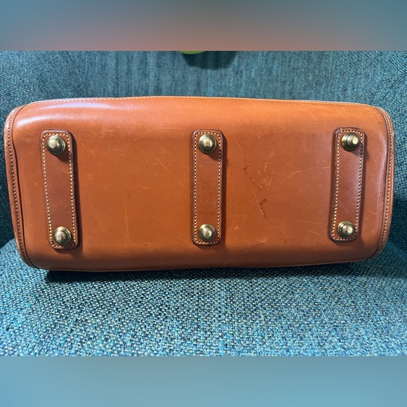 Vintage Dooney & Bourke Brown and Tan All Weather Leather Satchel - Picture 5 of 11